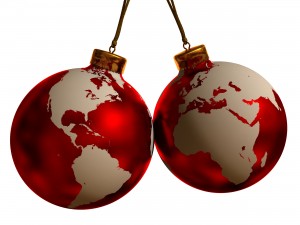 Christmas balls world map